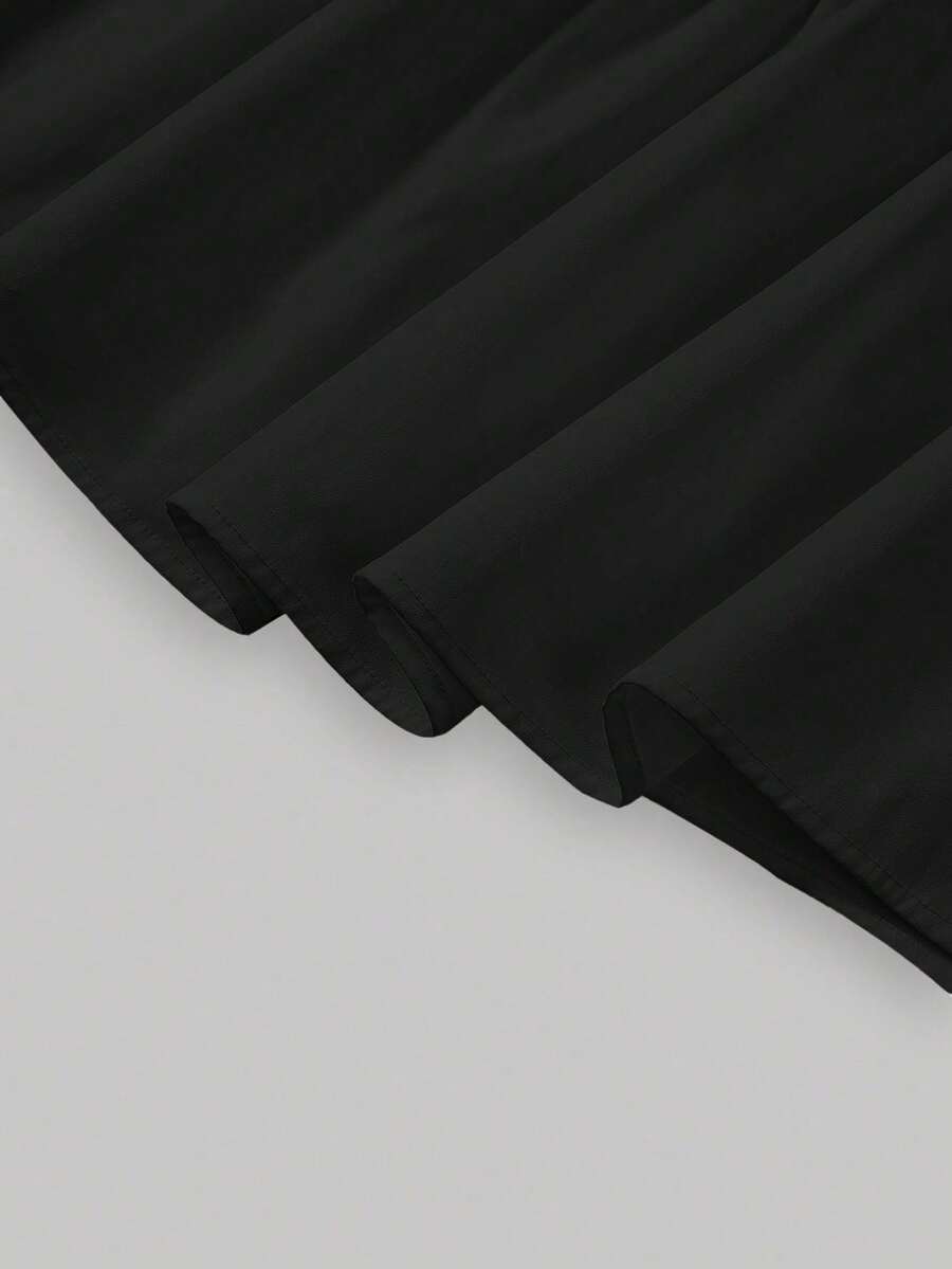 MOD Falda de cintura alta de unicolor con volantes en el bajo para mujeres - Negro - Ver 1