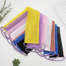 3pcs African Loofah Sponge With Rope Handle - Neutral Body Brush, Back Brush, Shower SPA Bath Accessories (Pink, Green, Yellow) - Made Of Natural Loofah Material - Multicolor - View 7