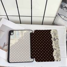 黑色底色奶油波點蕾絲 Y 型折疊平板保護殼，附筆槽，相容 iPad 10 代 Smart Case/11(A16 2025)/相容 Galaxy S9/S7/S10+/相容 /相容 - 彩色 - 查看 5