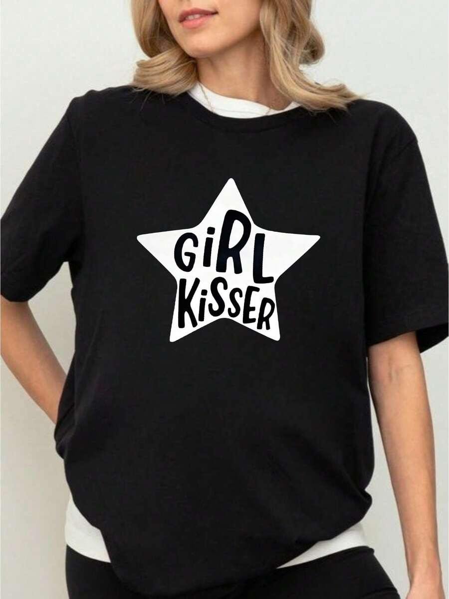 1 camiseta del Orgullo Lésbico, camiseta divertida de chica besándose, camiseta LGBTQ, camiseta para fiesta del Orgullo, regalo del Orgullo Lésbico para ella, camiseta del Mes del Orgullo, c - Negro - Ver 1
