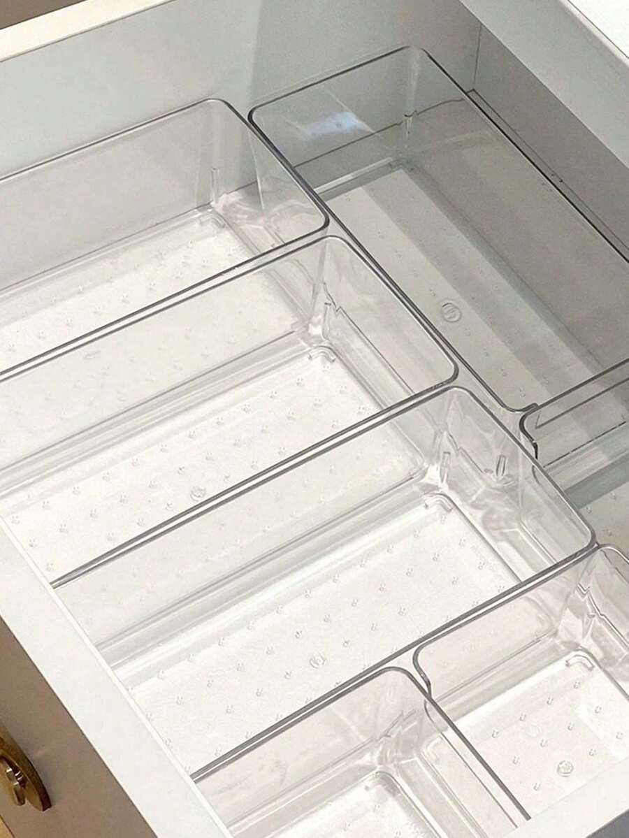 1件透明塑料收納盒,化妝品收納盒,分格收納容器,抽屜式桌面化妝品收納盒,梳妝台收納盒,化妝品整理盒,居家收納理想選擇,返校季 - 彩色 - 查看 1