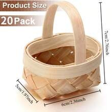 2/5/10pcs Mini Woven Style Faux Wood Baskets With Sturdy Lattice Lid And Handle, Small Round Gift Boxes, Woven Handheld Baskets, DIY Gift Decoration Baskets, Candy Boxes For Weddings, Picnics, Country Parties, Easter And Dollhouses - One Size - View 4