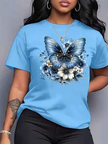 Creative And Fun Casual T-Shirts For Women - Blue Sky - View 1