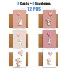 12pcs Balloons, Heart-Shaped Greeting Card | Includes Envelope, Greeting Card | Perfect For Birthdays, Celebrations, And Thank-You Notes; Ideal Gift For Birthday And Holiday Wishes And Messages. - Sets - View 5