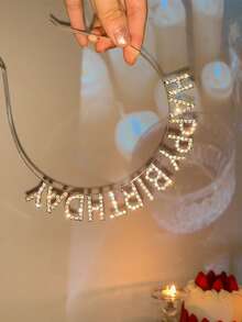 1pc Happy Birthday Rhinestone High-End Party Photo Prop Headband Hair Accessory For Women - View 2