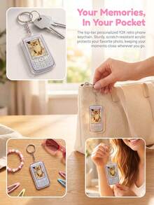 Customizable Acrylic Phone Keychains, 1/3/5pcs, Printed With Photos Of Your Family/Pets/Baby, Perfect As Keys, Backpacks Or Birthday Party Souvenirs. - Multicolor - View 3