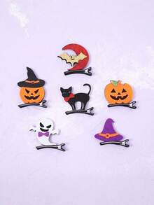 1/5/10pcs Halloween Party Costume 3D Hair Clips Bat Pumpkin Skull Headwear Holiday Gifts - A - View 2