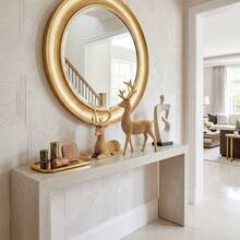 Luxury Gold Beaded Reindeer Figurine Set (2pcs, Standing And Lying) - Modern Textured Deer Sculpture, Elegant Home Decor For Tabletop, Bookshelf, Mantel, Nordic Style Artistic Statue, Unique Housewarming Holiday Gift - Spotted Deer - View 3
