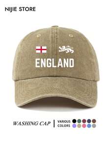 1PC England Pattern Design Printed Baseball Cap, Washed Vintage Baseball Cap Sun Protection Hat, Fashion Sun Hat, Unisex Adjustable Size Vintage Washed Baseball Cap, Vacation Essential Suitable For Daily Outings, Travel, Outdoor Sports And Other Scenes, Creative Gift For Friends And Family. - A - View 10
