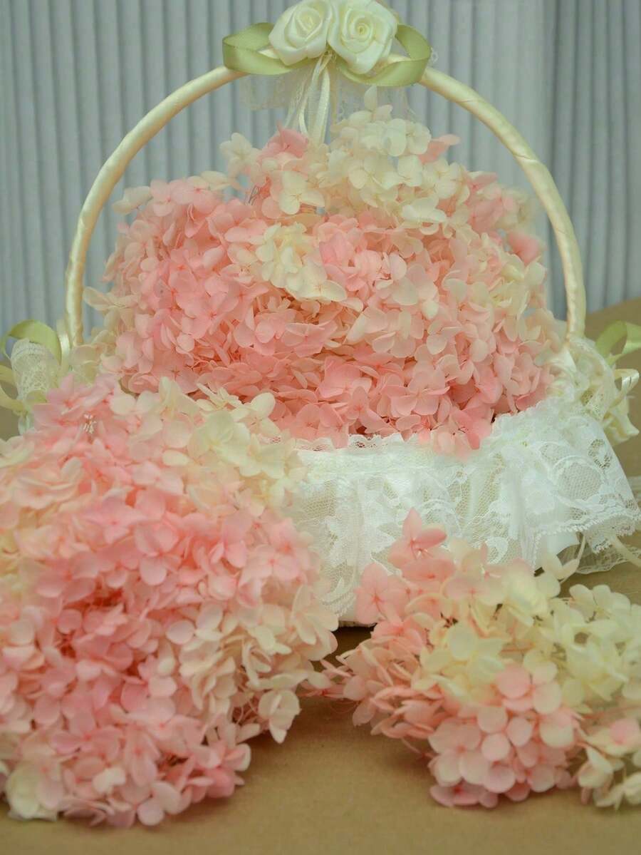 1 Box Artificial Flowers, Multicolor Faux Hydrangeas - Perfect For DIY Crafts, Candles, Weddings, Handmade Projects, Christmas - Pink and White Gradient Color - View 1