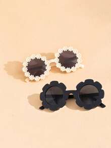 2 Pairs New Kids Glasses Set With Fresh White Flower Design, Assorted Styles, Suitable For Outdoor Wear. Must-Have Decorative Prop - Multicolor - View 5
