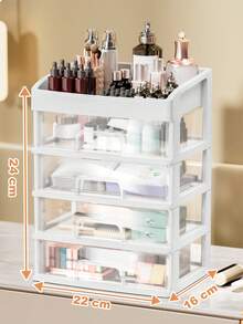 Large Capacity Cosmetic Storage Box With Drawers, Dustproof And Waterproof, Durable, And Perfect For Organizing Cosmetics, Makeup, Perfume, Lipstick, And Makeup Brushes. A Popular Gift For Women. White/Khaki. - White - View 8