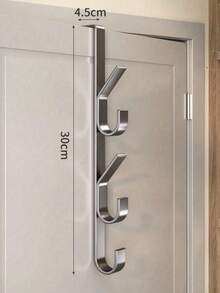 This Drill-Free Over-The-Door Hook Rack-Available In Silver Or Grey And In 3, 5, Or 7-Hook Versions-Is Perfect For Hanging Clothes, Hats, Keys, And Bags. A Great Space-Saving Storage Solution, It Mounts Securely Without Damaging The Door Or Wall. - Multicolor - View 7