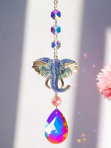 1pc Elephant & Peacock Rhinestone Crystal Suncatcher, Rainbow Prism Window Hanging Decor, Home Garden Indoor Outdoor Decoration, Women's Birthday Christmas Gift - 1PC - View 5