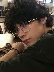 1件裝男士方形金屬框素面眼鏡，鏤空鏡腳，性感優雅，適合日常通勤與辦公穿搭，附眼鏡盒 - 彩色 - 查看 3