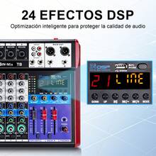 8-Channel Sound Consoles Audio Mixer 24 DSP DJ Mixer - Black - View 6