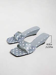 2026 Spring/Summer New Women's Faux Leather Mule Style Wedge Heel Open Back Sandals - Blue - View 8