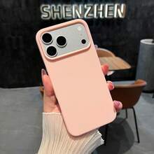 噴漆無框糖果色液態矽膠手機殼，分體設計大鏡頭開孔防指紋超薄殼，適用於 iPhone 17 16 15 14 13 Pro Max 12 Pro Max 11 手機殼，多款節日禮物 - 粉色 - 查看 3