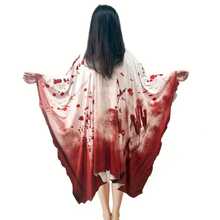 1pc Adult Halloween Blood Splatter Cape, Horror Atmosphere, Unisex Gory Costume Accessory, Polyester Machine Washable--Holiday Event And Party Dress-Up Prop - Multicolor - View 10