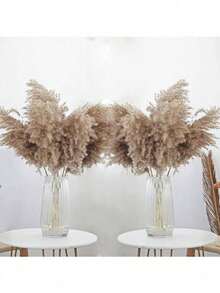 10/20pcs Artificial Reed Grass Decor, 17.3 Inch Small Faux Reed Feather Bouquet, Brown And White Reed Grass Decoration, Bohemian Style, Room Floral Decor, Wedding Vase, Wreath Decoration, Bedroom Decor, Bohemian Wedding, Plant Decoration, Floor Decoration - Dark Brown - View 8