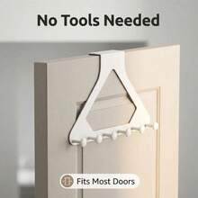 Over-The-Door Hanging Hook Triangular Back Rack Thickened ABS Plastic Storage Organizer For Clothes Bags Keys Hats Accessories Space Saving Wall Mount Kitchen Bedroom Bathroom Cabinet Door Hanger Holder - Multicolor - View 11