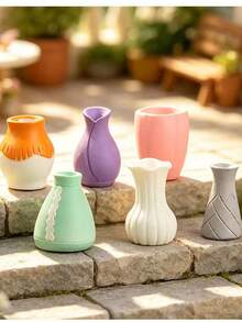 1pc/10pcs/20pcs Matte Decorative Vase Set, Minimalist Desktop Decor, Modern Display Ornament, Dorm Room Atmosphere Soft Decoration, Fashion Home And Cafe Counter Scene Decor - A - View 9