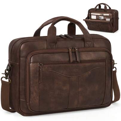 Portafolio para Hombre, Maletin para Laptop 16 Pulgadas, Impermeable y Resistente, PU Piel Maletín Grande para Trabajo, Personas Oficinistas