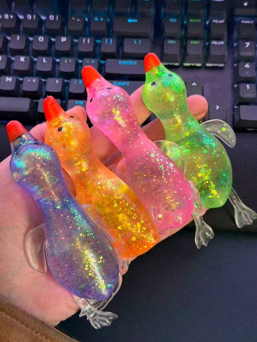 1pc Bright Color Slow Rebound Duck Shaped Squeeze Toy, Soft Touch, Can Be Freely Kneaded And Squeezed, Stress Relief Tool For Students And Office Workers To Relieve Anxiety, Also Suitable As Birthday Gift, Party Gift, Holiday Gift For Classmates And Friends