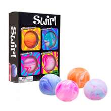 Swirl Pattern Squishy Ball 4pcs Set, Includes Peach, Marshmallow, Berry And 4 Different Gradient Colors, TPR Soft Rubber Material Soft And Bouncy, Slow Rebound Stress Relief. Suitable For All Ages, Perfect For Classroom Rewards, Party Gifts, Desk Decor, Combination Stress Relief Toy. - Multicolor - View 3
