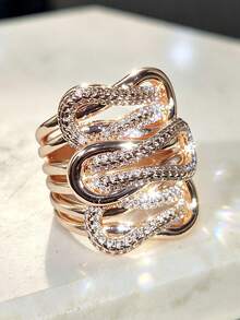 1pc Exquisite Fashion Cubic Zirconia Ring, Women's Valentine's Day Gift, Suitable For Wedding, Engagement, Anniversary, Party And Other Occasions - Rose Gold - View 4