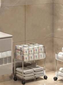 1pc 2/3/4 Tier Rolling Cart, Transparent Multi-Functional Storage Cart With Handle And Wheels, Mobile Storage Rack, Suitable For Office, Bathroom, Kitchen And Living Room, Transparent Practical Cart, Home Storage - Clear - View 5