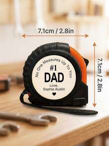1pc Custom Engraved Tape Measure With Name Sentiment Quote,Personalized Wood Patch Tape Measure,No One Measures Up To You Dad Measuring Tape,Multiple Styles Available,Practical Handyman Tool Gift Giving For Father'S Day Birthday/Household Measuring - Multicolor - View 4