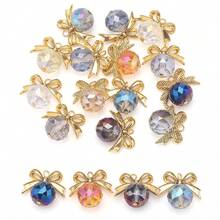 16mm Glass Triangular Faceted Round Beads With Alloy Bowknot DIY Pendant Loose Beads Necklace Earring Accessories For Keychain Bag Phone Car Hanging Decor - 16mm Triangular Facet + Bow Pendant - View 1