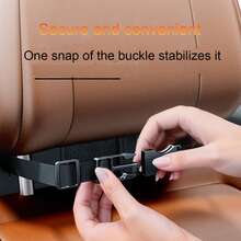 1pc Car Tissue Box, Car Tissue Holder, Car Tissue Dispenser, Multi-Functional Elastic Band PU Leather Center Console Seat Back - Black - View 5