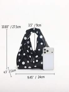 SCULPTEDSTYLE BAGS 1件夏季清新系列黑白配色波點女款紋理時尚手工編織極簡手提包托特包，適合夏季通勤、購物、約會、下午茶 - 黑色 - 查看 2
