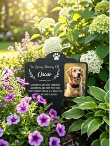 Custom Dog Memorial Plaque, Personalized Dog Photo Plaque, Outdoor Pet Tombstone, Sympathy Gift, Pet Portrait Gift, Metal Garden Memorial - Multicolor - View 5