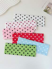 1 pièce/2 pièces/3 pièces/5 pièces/6 pièces Bandeau de sport élégant et doux à imprimé pois en tissu élastique pour femmes, convient pour le quotidien, la fitness - Multicolore - Voir 23