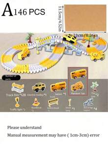 Bestselling Children's DIY Building Block Track Assembly Toy, Electric Track Engineering Vehicle Set Assembly Toy, Electric Track Racing Car Toy, Children's Educational Track Car Small Train, Connectable Track Design, Perfect For Christmas, Easter, Halloween, New Year And Birthday Gifts. Batteries Not Included - Multicolor - View 14