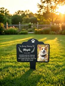 Custom Dog Memorial Plaque, Personalized Dog Photo Plaque, Outdoor Pet Tombstone, Sympathy Gift, Pet Portrait Gift, Metal Garden Memorial - Multicolor - View 7