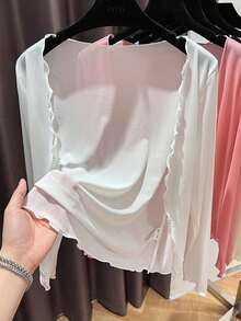 1pc Chiffon Beach Cover-Up Shawl For Women, Spring/Summer Short Style Vest, Great Match For Dresses And Camisoles Accessories - Multicolor - View 13