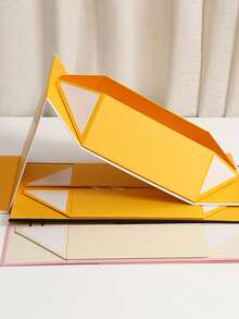 1-Piece Foldable Square Flip-Top Bow Gift Box, Mixed Color Matching Premium Magnetic Closure Gift Box - White - View 4