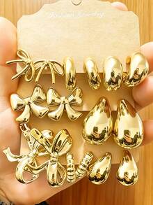 4/6/16pcs Fashion Earring Set, Butterfly Series Earrings, Suitable For Daily And Holiday Wear, Women Earring Set - Gold - View 1