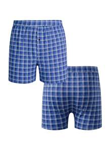 Random 4Pcs Men Underwear, Comfort Polyester Fabric, Checkered Pattern With Buttons, Elastic Waistband Multi-Color Pack, Home Essentials, Men Gift - Multicolor - View 3