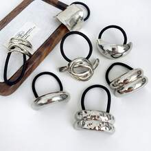 1 pieza/7 piezas Ligas para el cabello de metal estilo minimalista frío personalizadas - Plateado - Ver 16