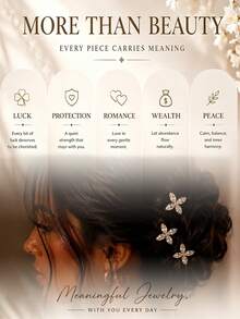 outingfit 3pcs Bridal Wedding Colorful Butterfly Hairpin Fashion Rhinestone Four-Leaf Clover Daily Updo Hair Stick Accessories For Women - Gold - View 4