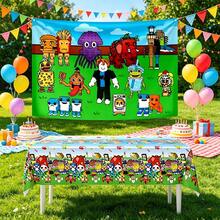 Roblox 2pcs Set Fun Tiger Backdrop 100x150cm/Tablecloth 137x274cm, Waterproof PE Material Party Decoration, Suitable For Birthday, Halloween, Graduation, Carnival, Wedding, Baby Shower, Christmas, Easter, Photo Shoot And Festival - Steal a Brainrot Combination - View 5