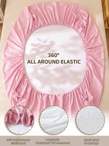 1 pieza Sábana ajustable impermeable, Ropa de cama, Sábana ajustable, Cubrecolchón, Rosa, Ropa de cama suave y cómoda para el dormitorio, Protector de colchón amigable con la piel, Adecuado para Queen, King, Twin todos los tamaños, Protector de colchón y almohadilla de colchón funda suave - Rosa - Ver 7