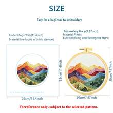 Ins Style Forest Gradient Color Distant Mountains + Flower Field Handmade Embroidery Material Kit, Zero-Base DIY Home Decor Wall Hanging - Multicolor - View 3