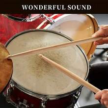 1 Pair Natural Wood Drumsticks, Solid Wood With Fine Polished Texture, Sturdy And Durable For Daily Practice, Rehearsal And Stage Performance, Convenient Storage, Suitable For Beginners Or As A Gift For Drum Enthusiasts - Multicolor - View 7