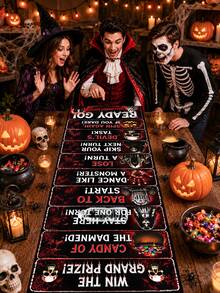 1pc Halloween Horror Text Scoring Game Scroll, Black And Red Ghost Pumpkin Pattern Game Scroll, Halloween Party Game, Happy Halloween Decoration, Halloween Family Gathering Fun Activity, Family Gathering First Choice, Prop To Create Halloween Atmosphere, Winter Decoration, Halloween Home Decor, Halloween Gift, Party Favor - Horror Text - View 7